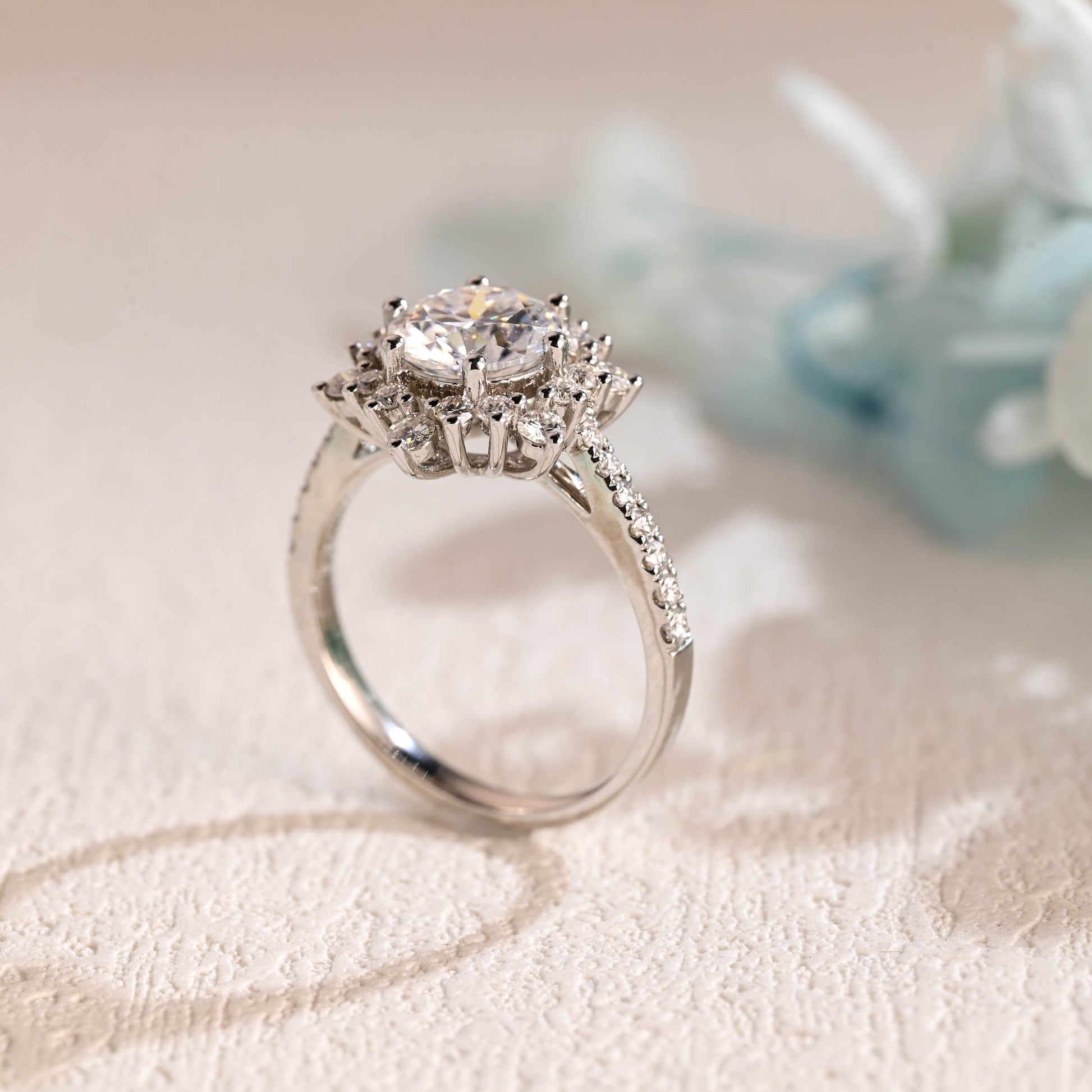 snowflake-round-cut-moissanite-engagement-ring-unique-wedding-ring-half-pave-ring