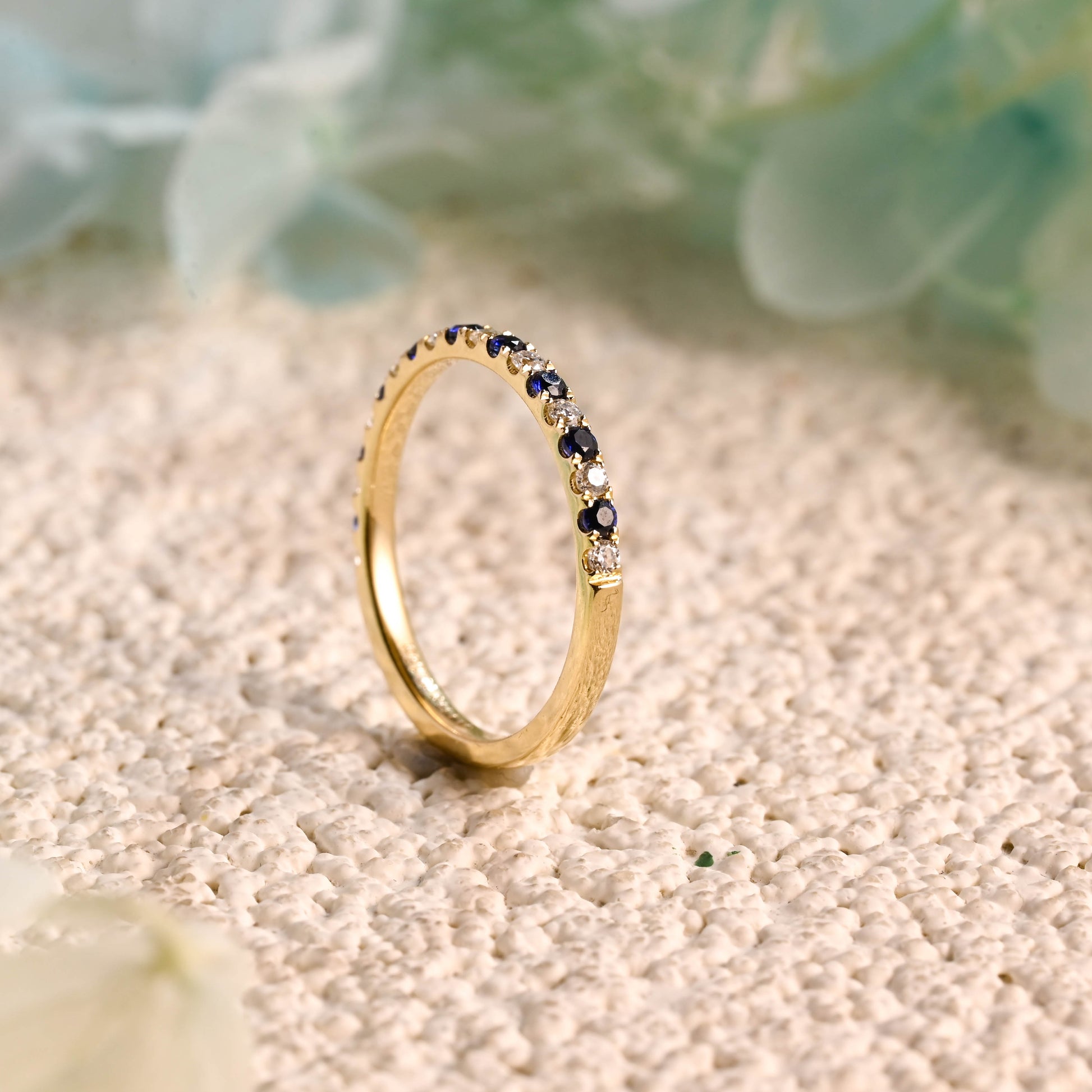 solid-gold-half-eternity-round-cut-moissanite-sapphire-wedding-ring-band