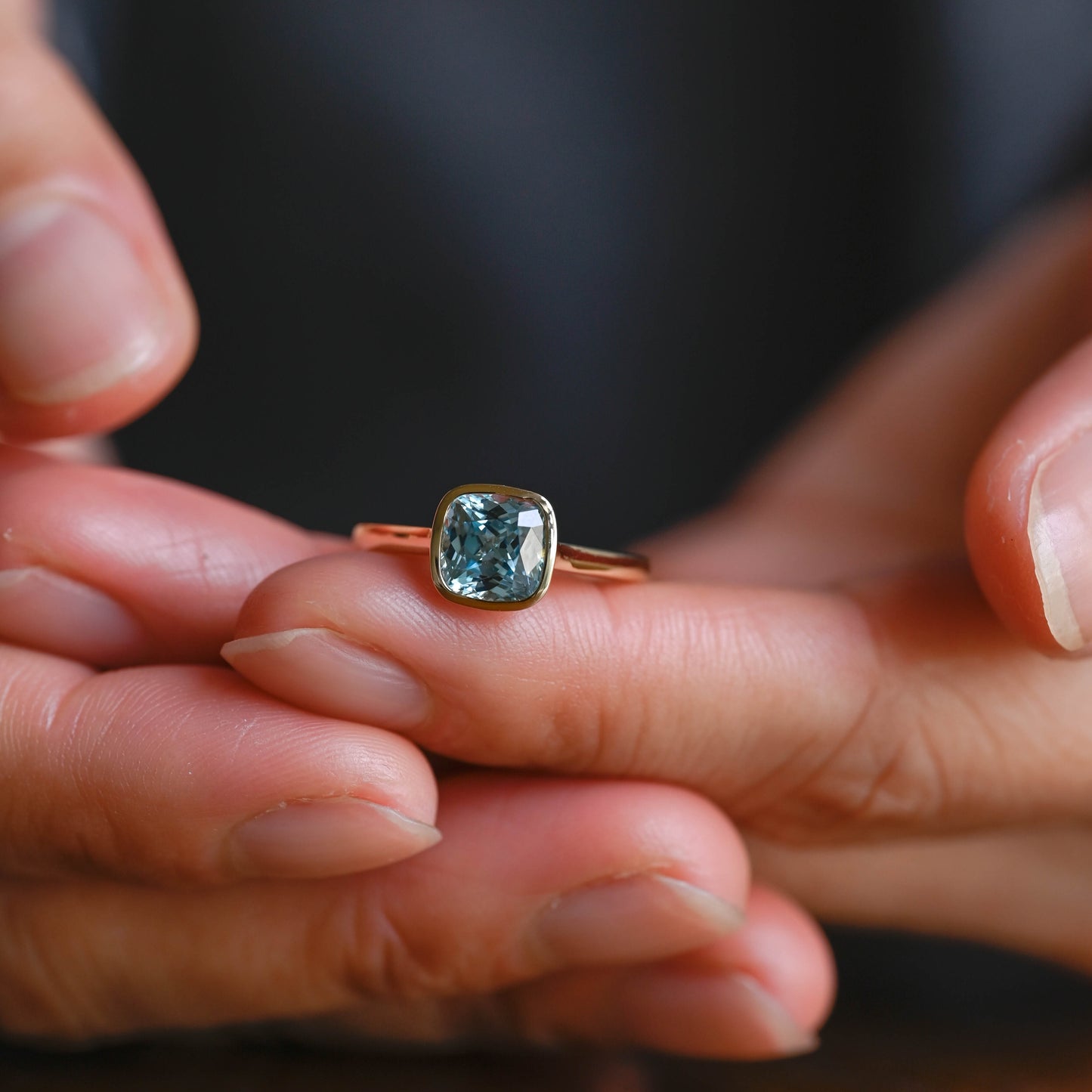 solid-gold-cushion-cut-aquamarine-ring-bezel-ring-cathedral-ring-sapphire-ring