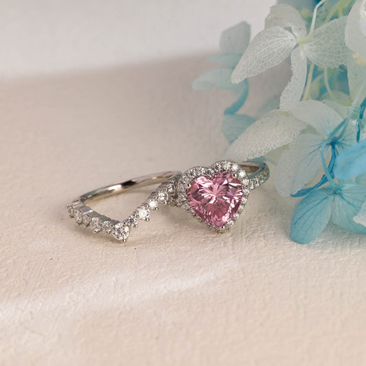 solid-gold-heart-cut-pink-moissanite-wedding-ring-set-bridal-set