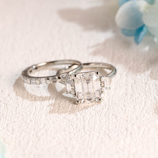 Emerald-Cut-Moissanite-Engagement-Ring-Set-Wedding-Ring-Set-Bridal-Set-Gift