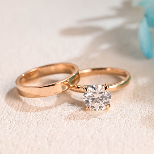 Round-Cut-Moissanite-Engagement-Ring-Set-Wedding-Ring-Set-Bridal-Set-Gift