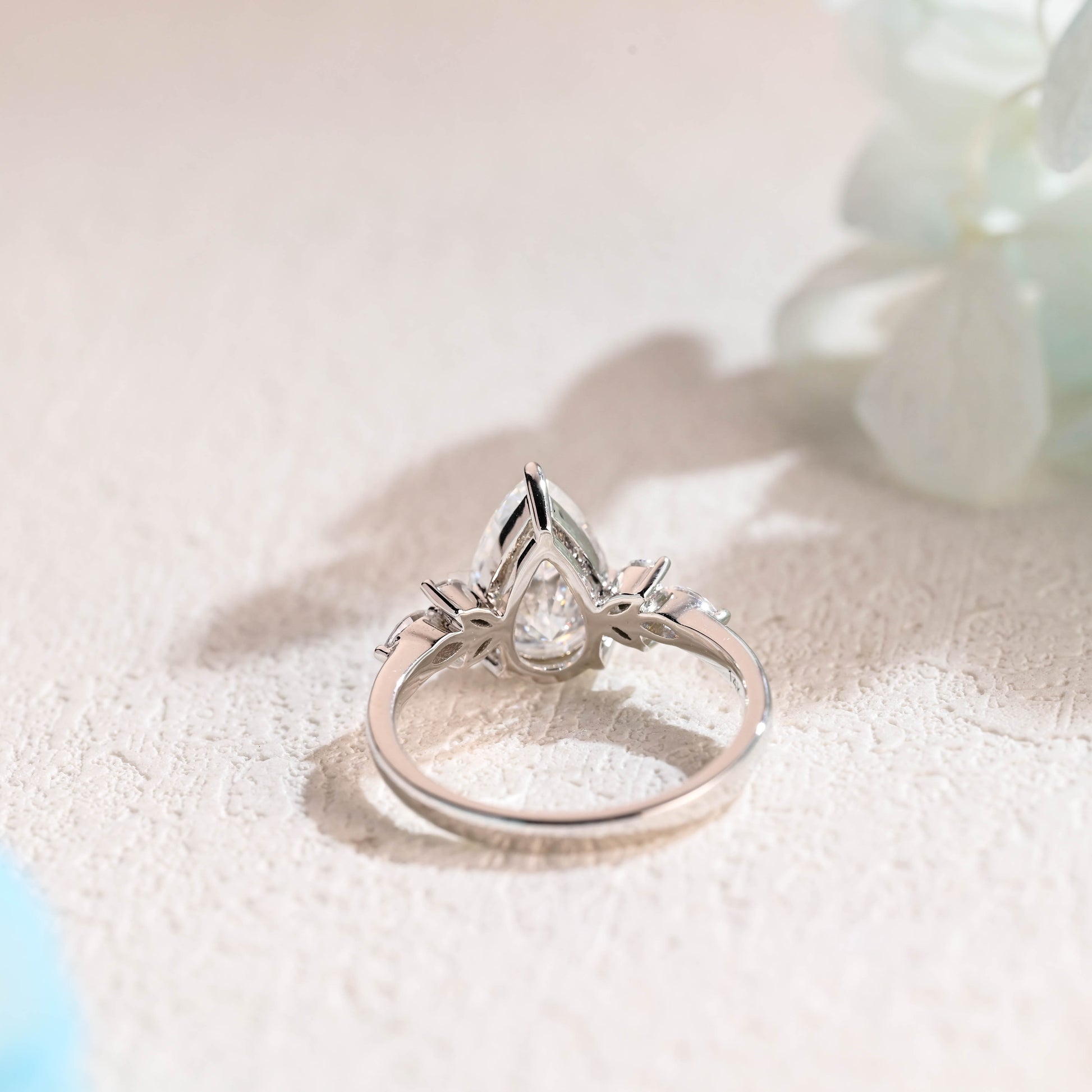 Pear-cut-moissanite-engagement-ring-solid-gold-ring-promise-ring-gift