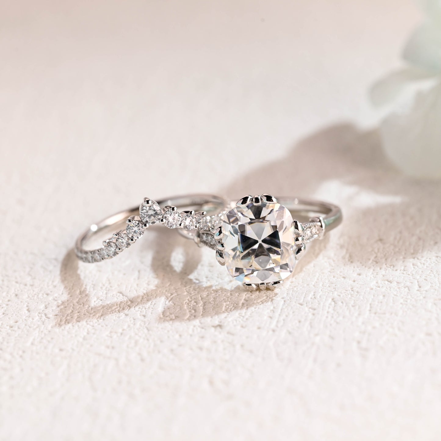 Cushion-Cut-Moissanite-Engagement-Ring-Set-Wedding-Ring-Set-Bridal-Set-Gift