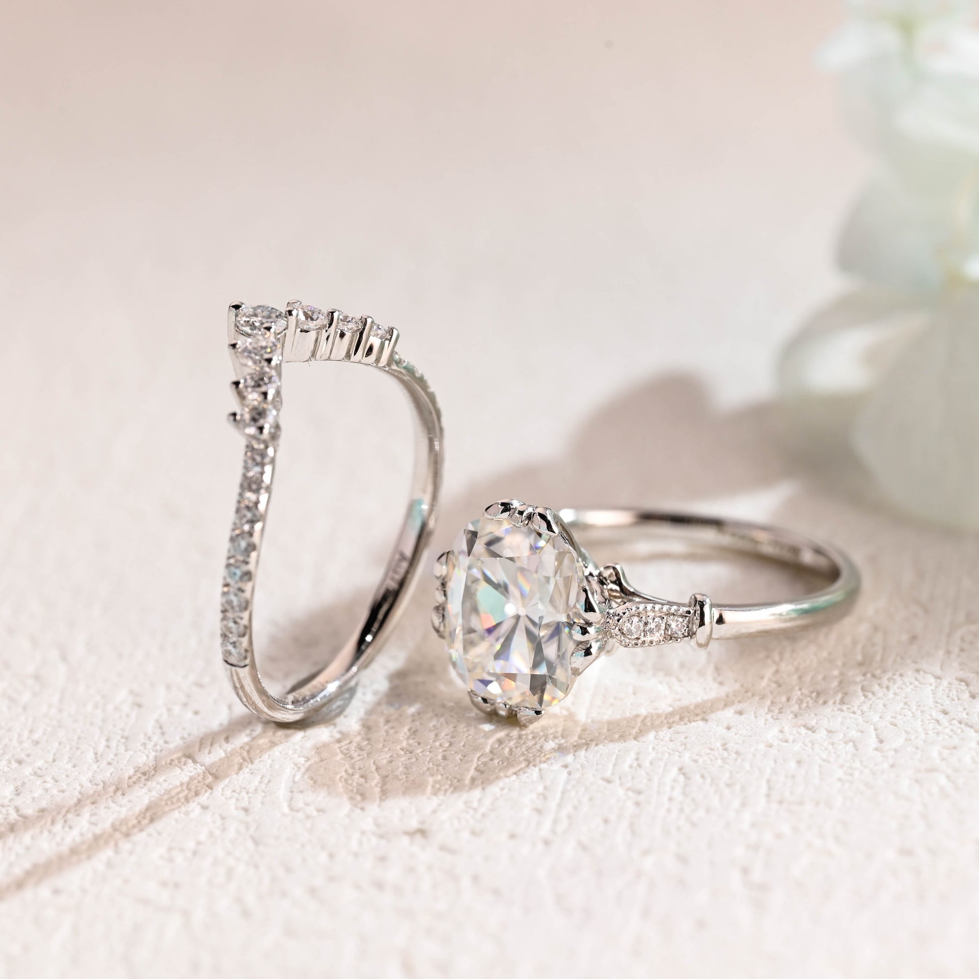 Cushion-Cut-Moissanite-Engagement-Ring-Set-Wedding-Ring-Set-Bridal-Set-Gift