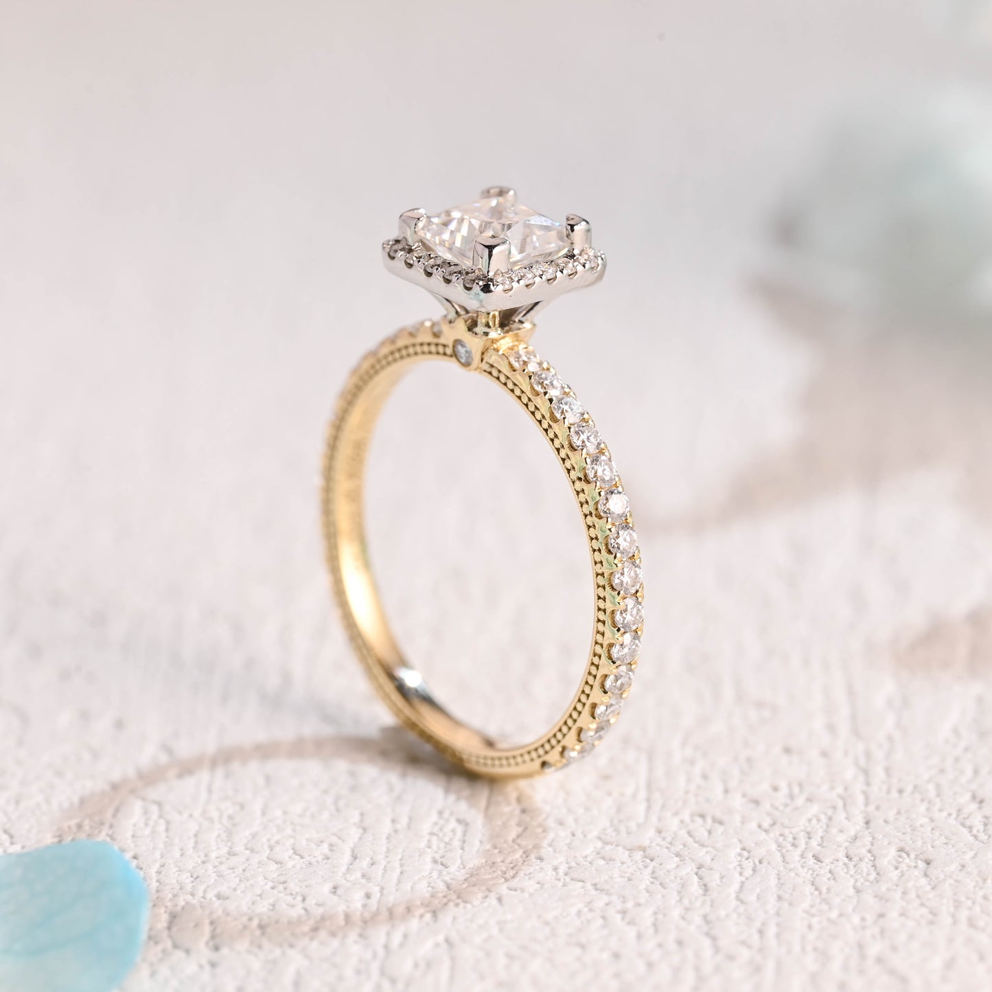 Princess-cut-moissanite-engagement-ring-solid-gold-ring-promise-ring-gift