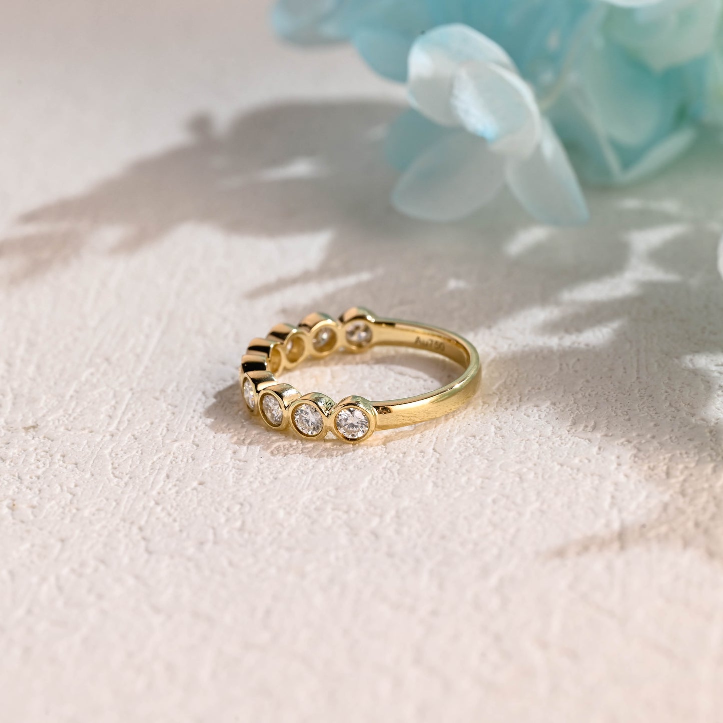 solid-gold-round-cut-moissanite-wedding-ring-half-eternity-wedding-band-Gift