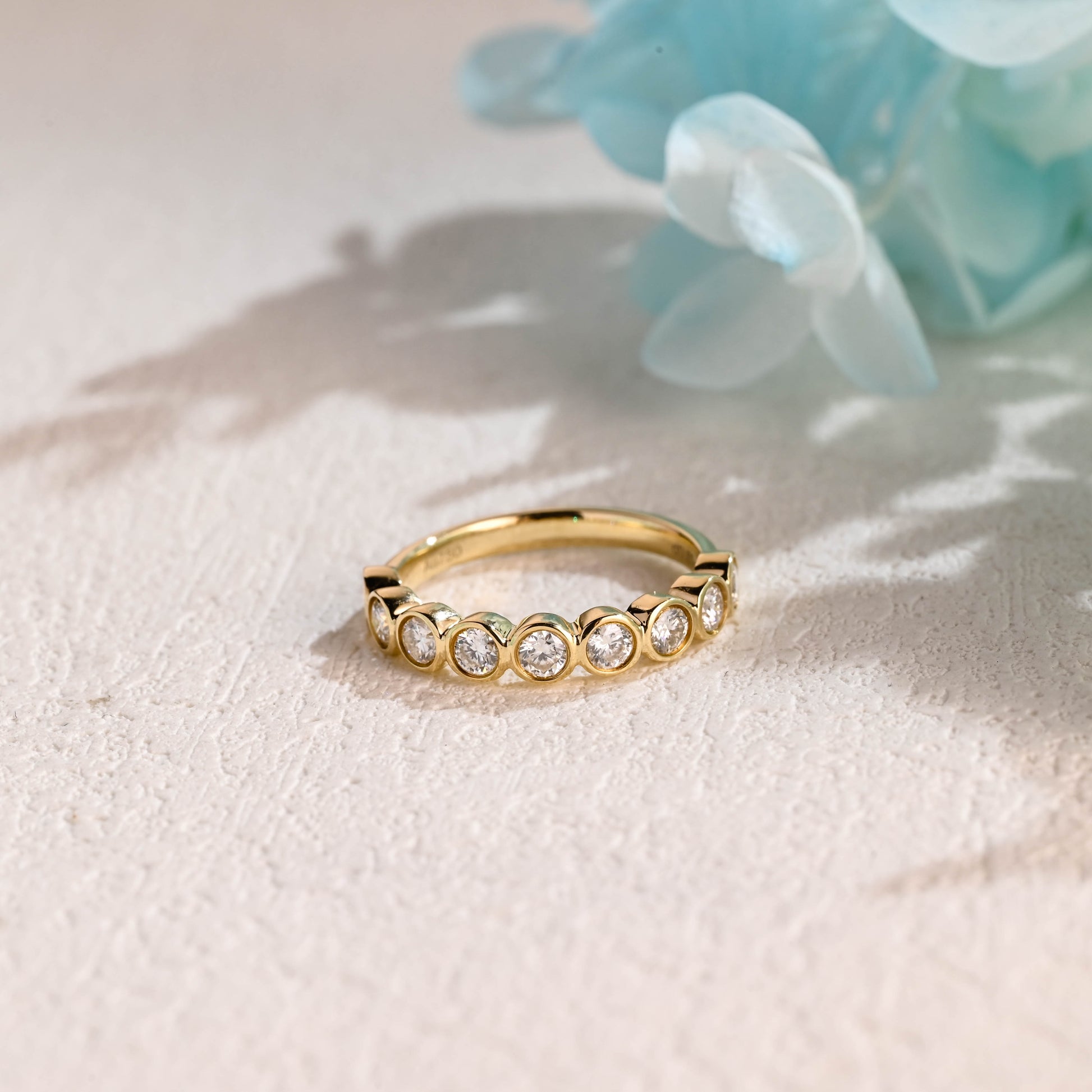 solid-gold-round-cut-moissanite-wedding-ring-half-eternity-wedding-band-Gift