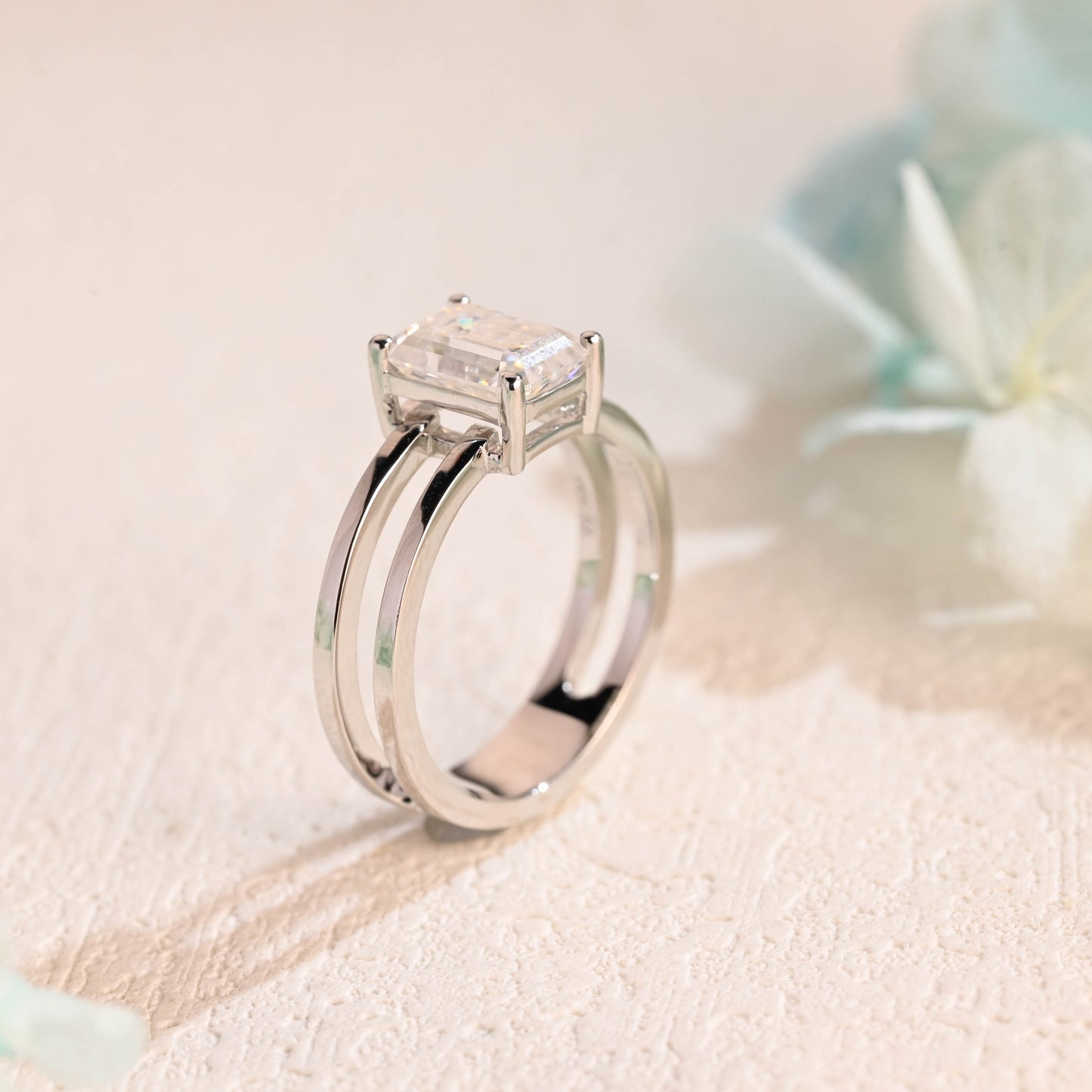 emerald-cut-moissanite-engagement-ring-solid-gold-ring-double-band-ring-gift