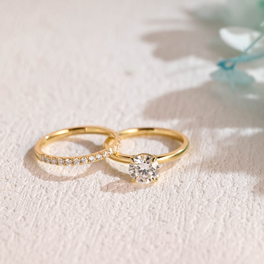 Round-Cut-Moissanite-Engagement-Ring-Set-Wedding-Ring-Set-Bridal-Set-Gift