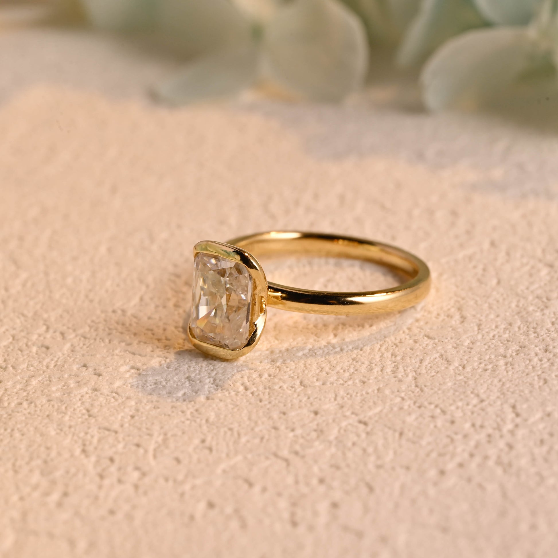 solid-gold-radiant-cut-moissanite-engagement-ring-bezel-ring