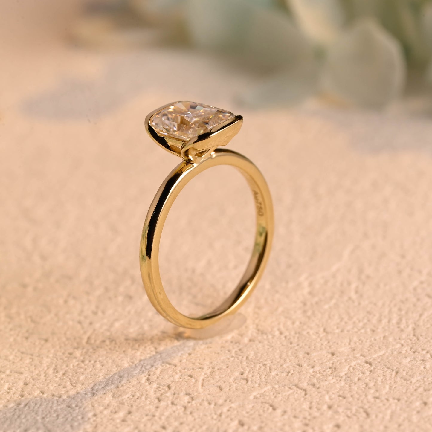 solid-gold-radiant-cut-moissanite-engagement-ring-bezel-ring