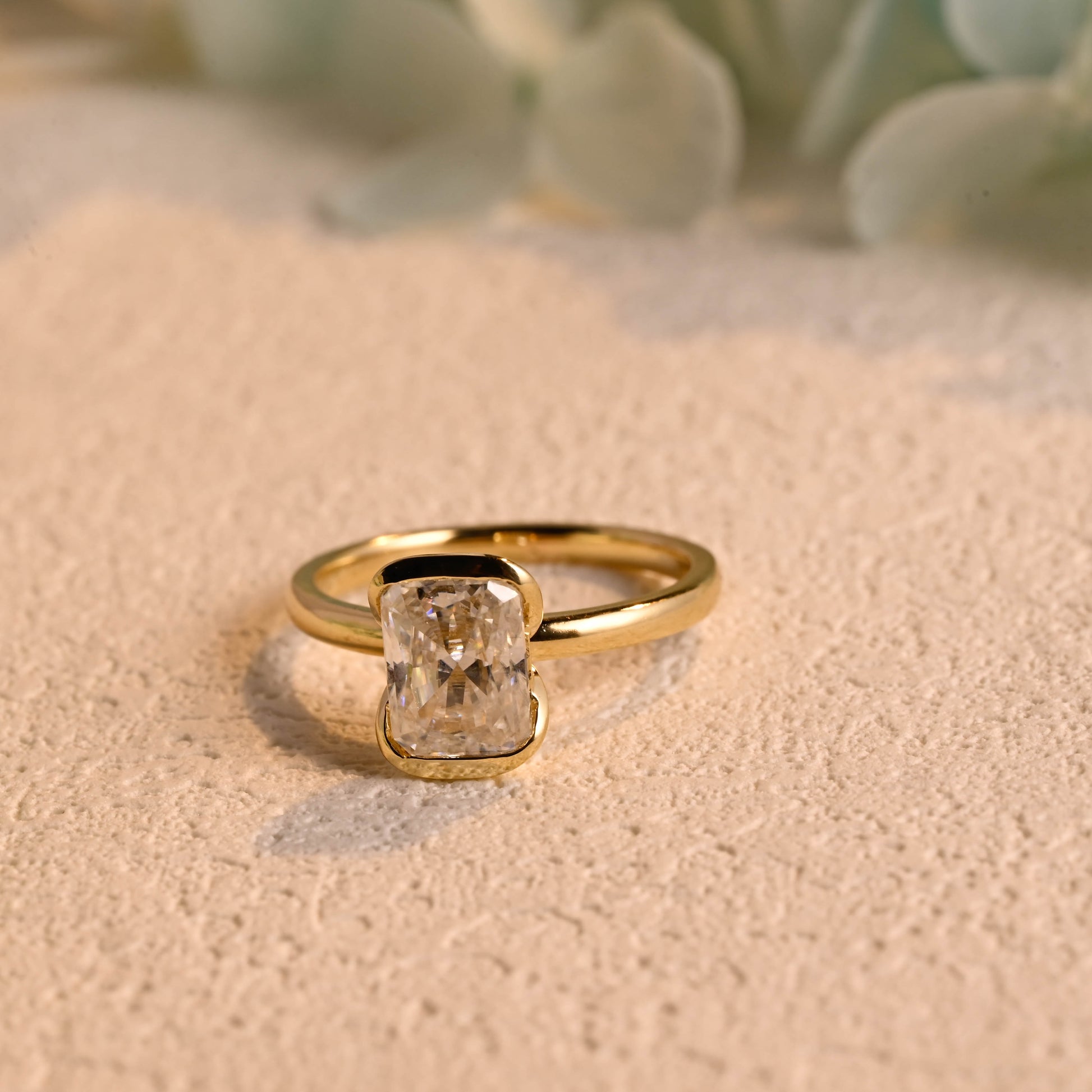 solid-gold-radiant-cut-moissanite-engagement-ring-bezel-ring