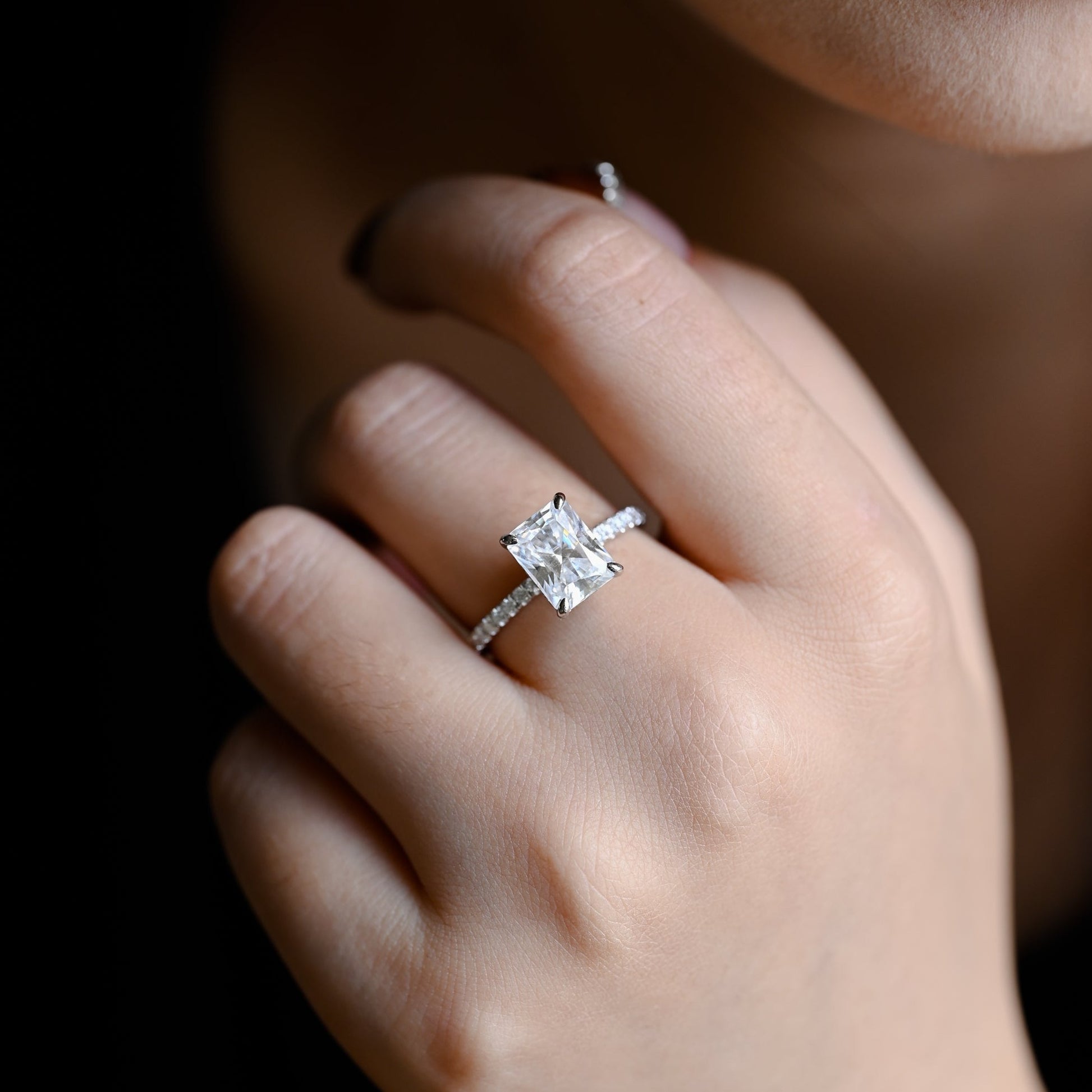 radiant-cut-moissanite-engagement-ring-wedding-ring-hidden-halo-ring