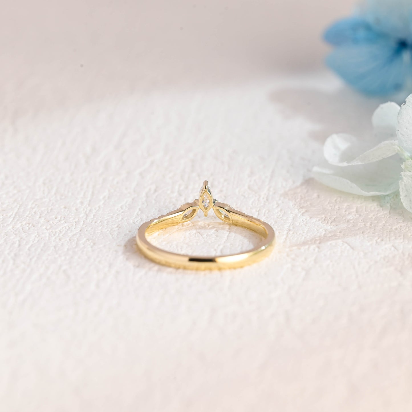 Custom Order: Curved Marquise & Round Moissanite Wedding Band