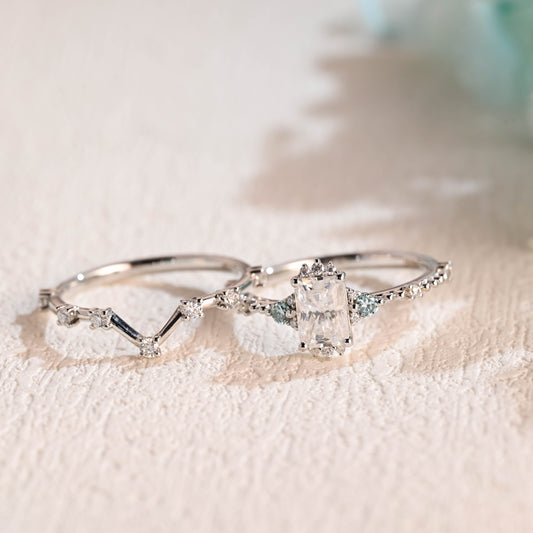 Radiant-Cut-Moissanite-Engagement-Ring-Set-Wedding-Ring-Set-Bridal-Set-Gift