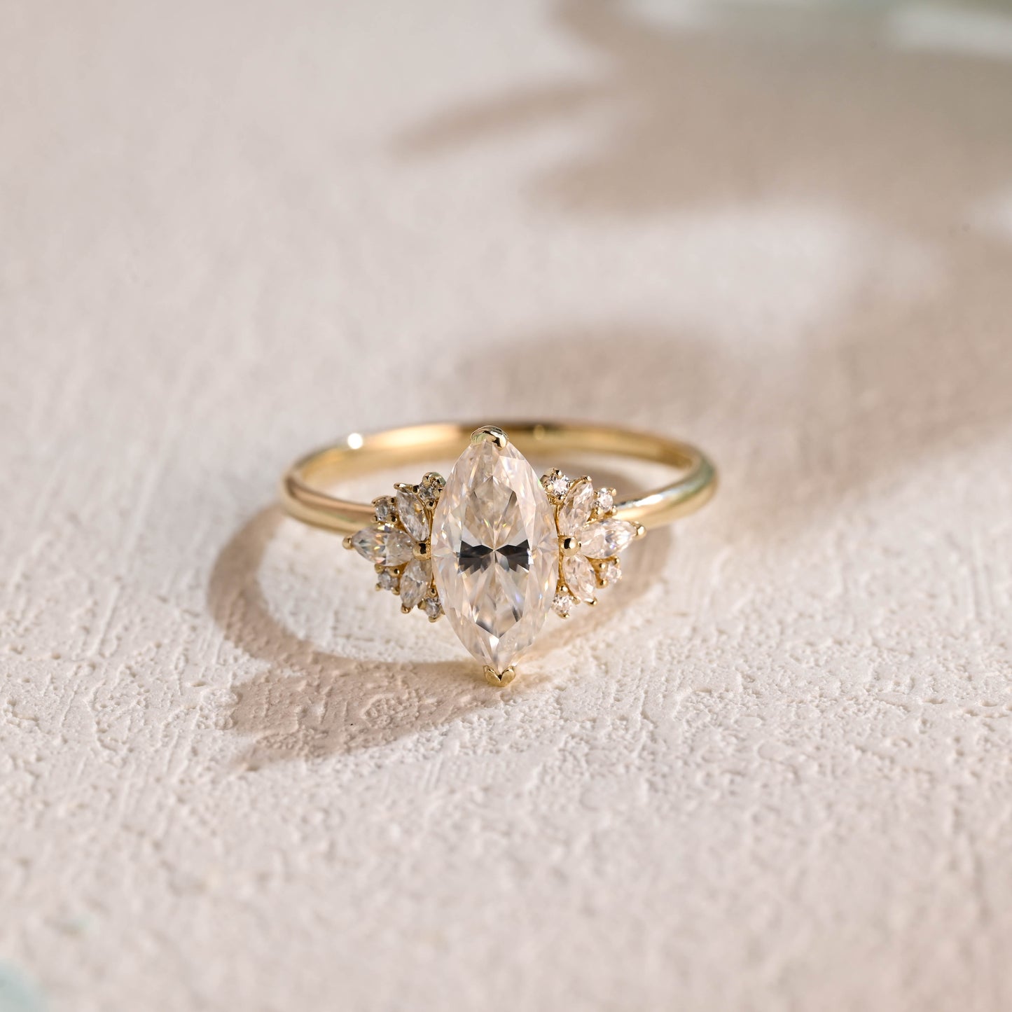 solid-gold-marquise-cut-moissanite-engagement-ring-cluster-ring