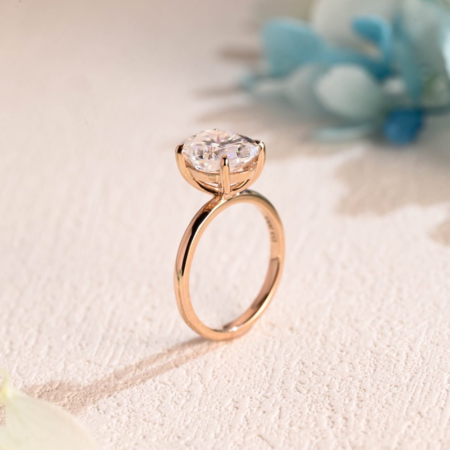 CausYou Custom Order Solitaire Oval Moissanite Engagement Ring, Classic Oval Wedding Ring, Simple Solid Gold Ring, Oval Cut Anniversary Ring