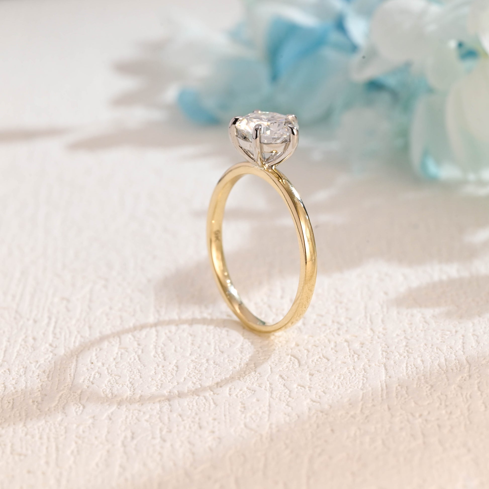 solid-gold-two-tone-ring-solitaire-round-cut-moissanite-engagement-ring