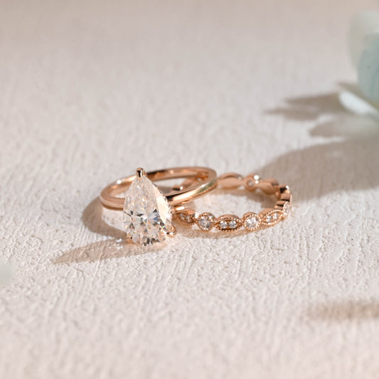 vintage-pear-moissanite-wedding-band-set-solid-gold-hidden-halo-engagement-ring
