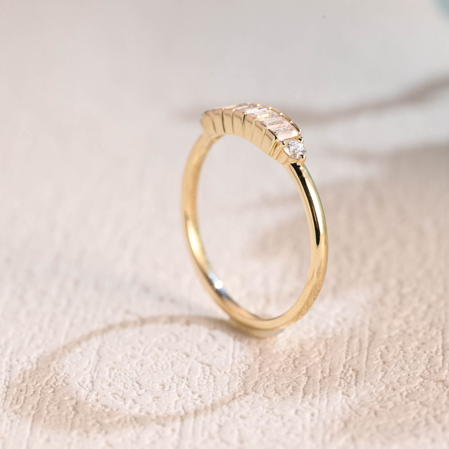 Baguette-cut-moissanite-Wedding-band-solid-gold-ring-Wedding-ring-gift