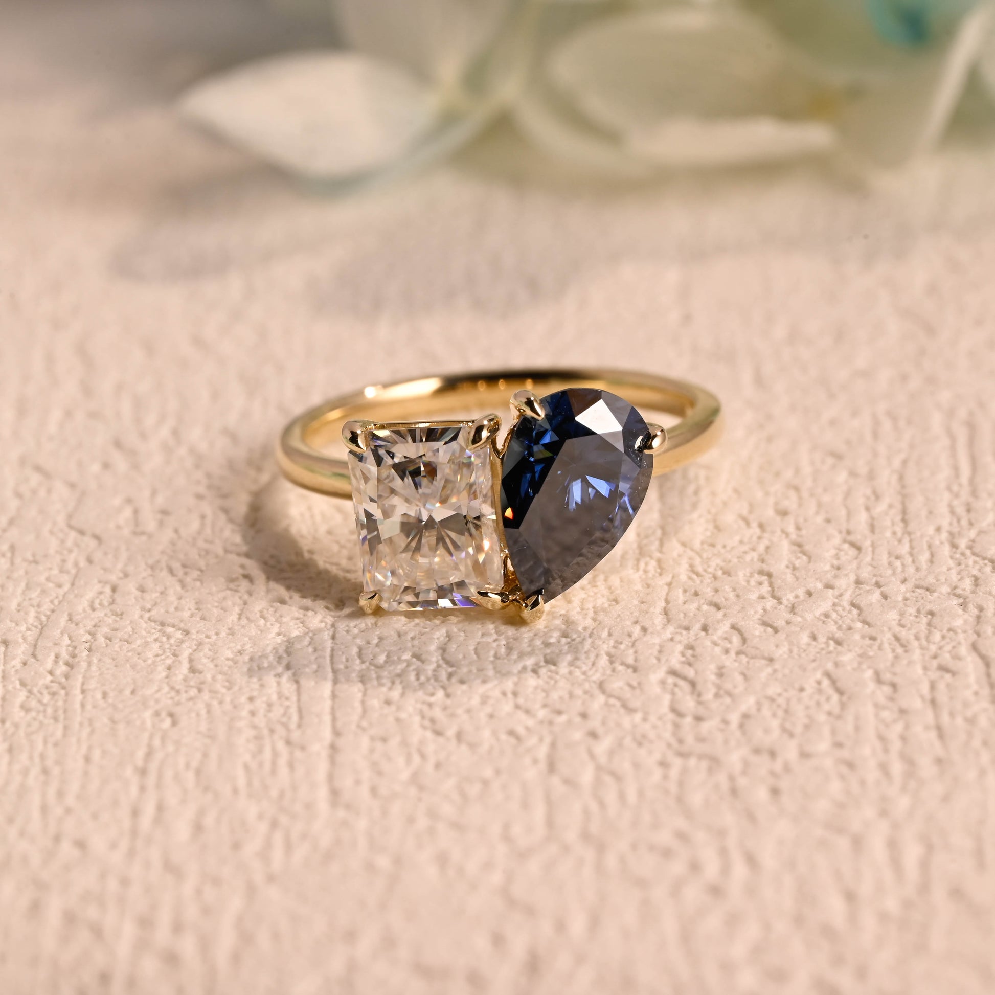 radiant-cut-dual-stone-ring-sapphire-engagement-ring-moissanite-wedding-ring