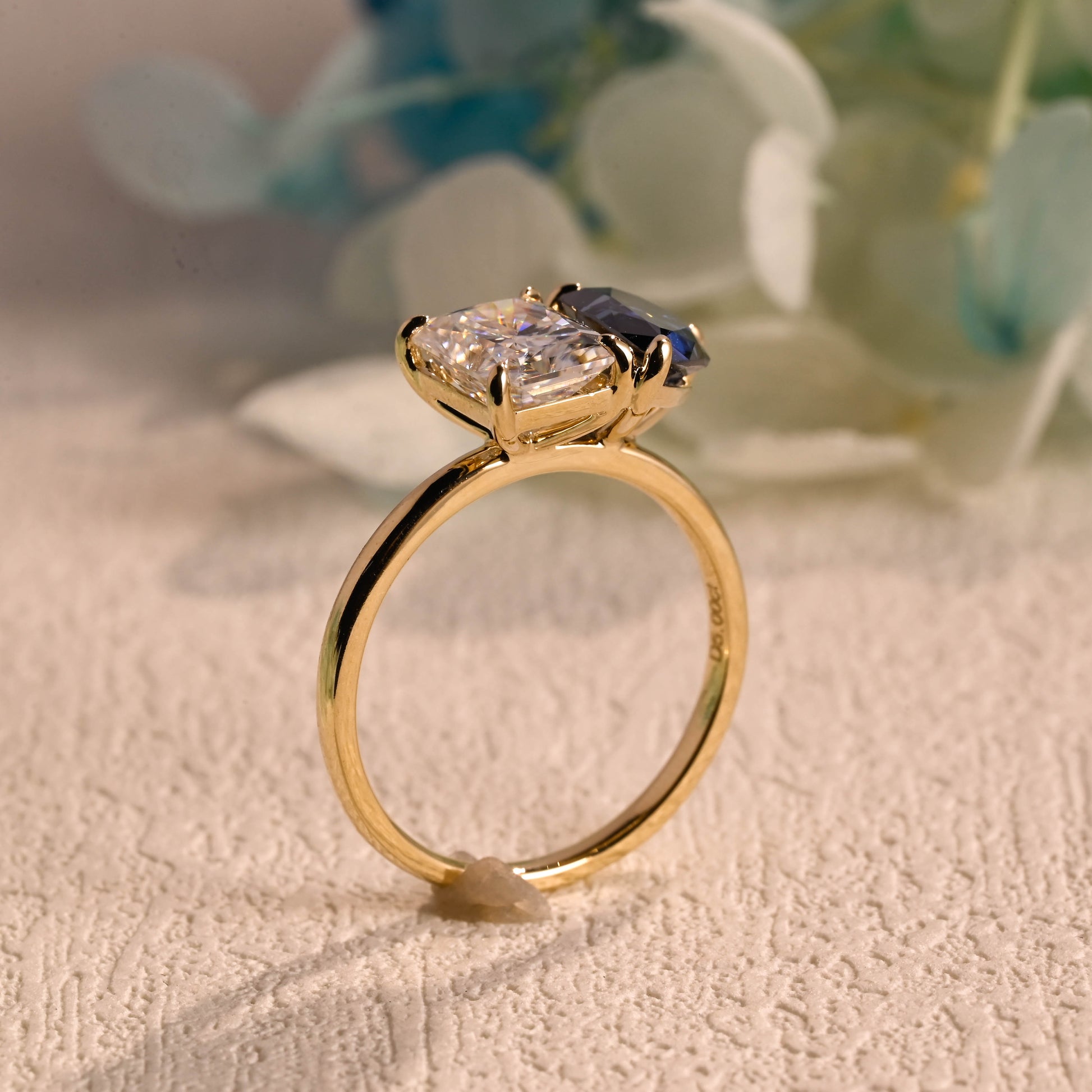 radiant-cut-dual-stone-ring-sapphire-engagement-ring-moissanite-wedding-ring