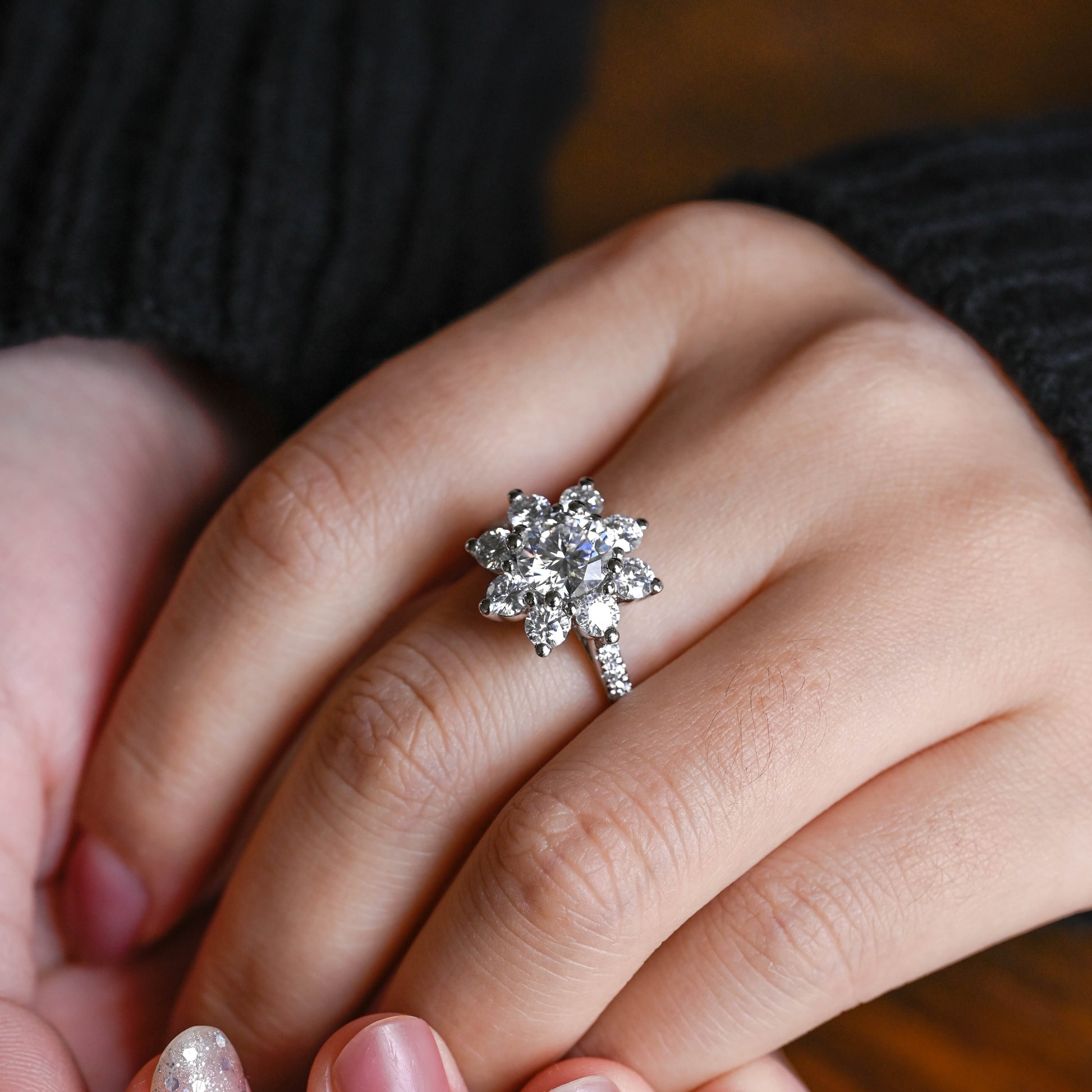 snowflake-round-cut-moissanite-engagement-ring-wedding-ring-cathedral-setting-ring