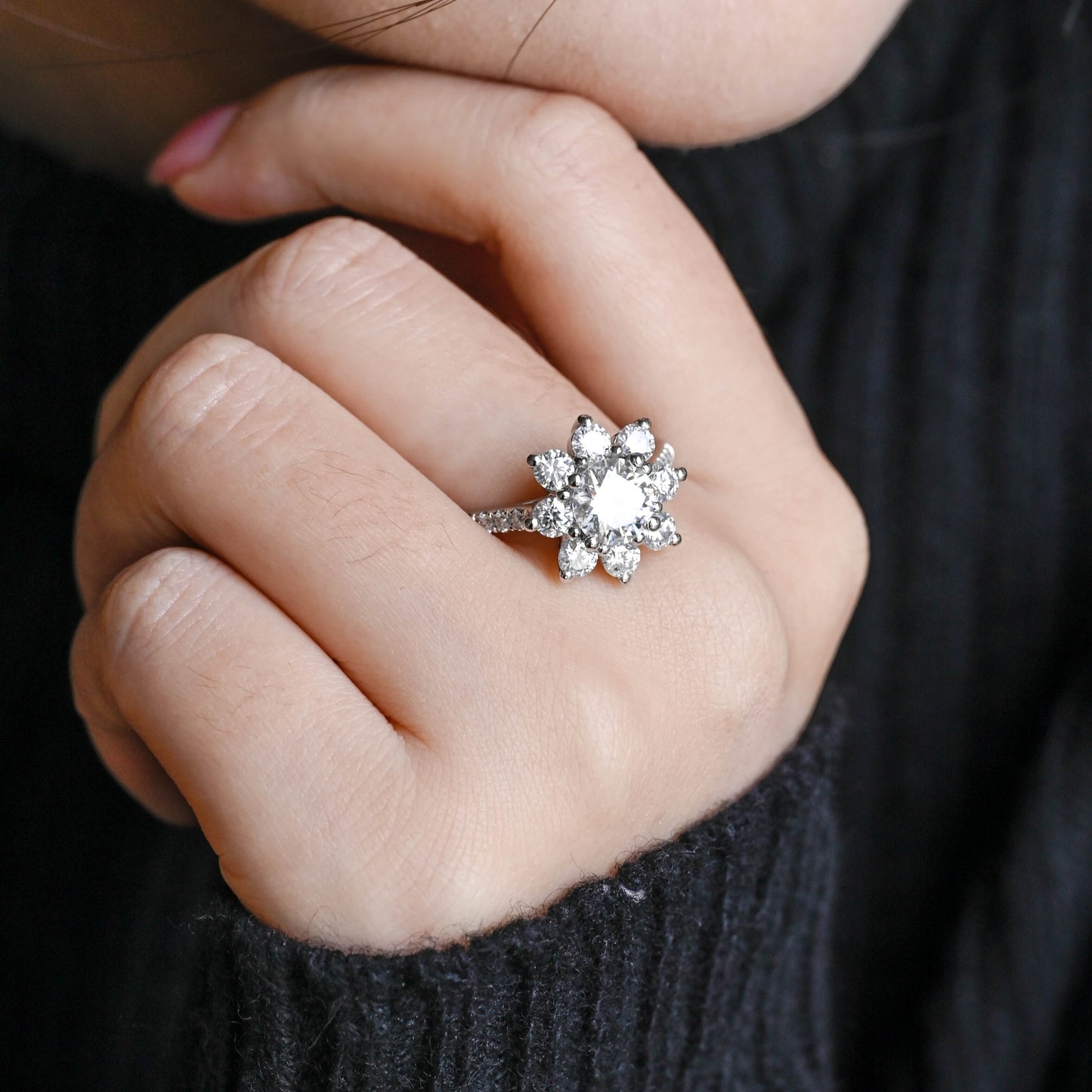 snowflake-round-cut-moissanite-engagement-ring-wedding-ring-cathedral-setting-ring