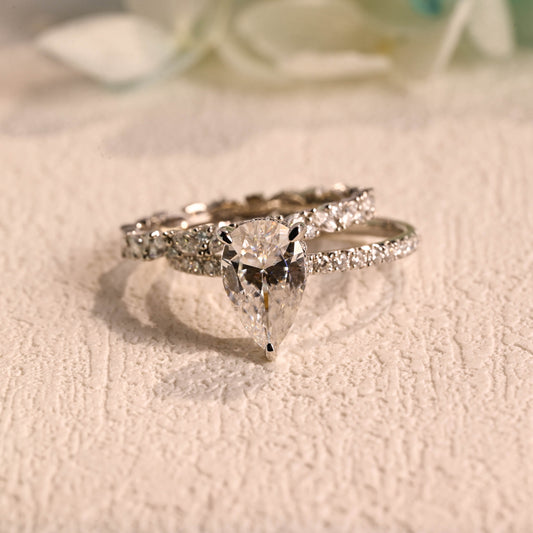 dainty-pear-moissanite-wedding-band-set-solid-gold-hidden-halo-pave-engagement-ring