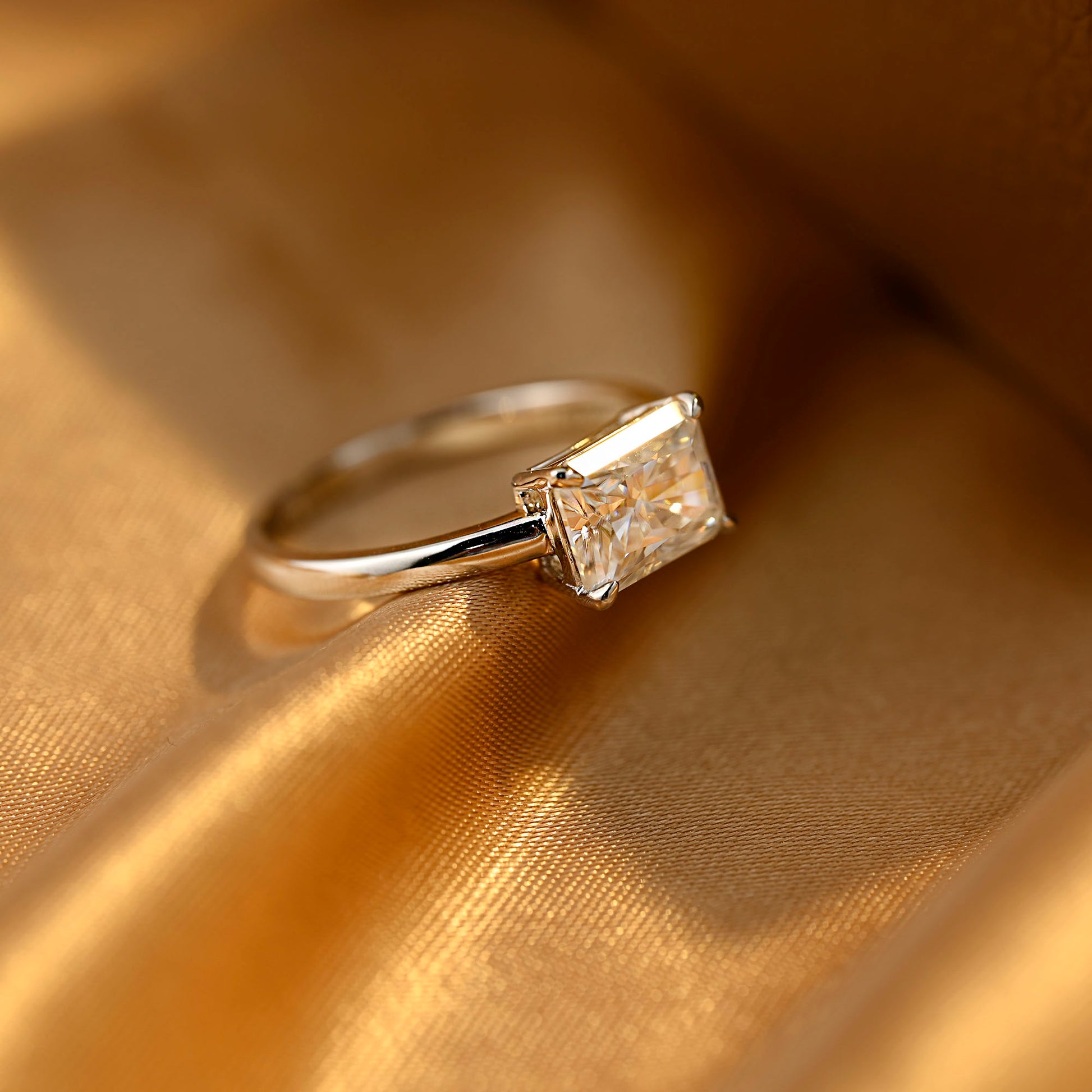 solid-gold-radiant-cut-moissanite-engagement-ring-east-west-ring-weddig-ring