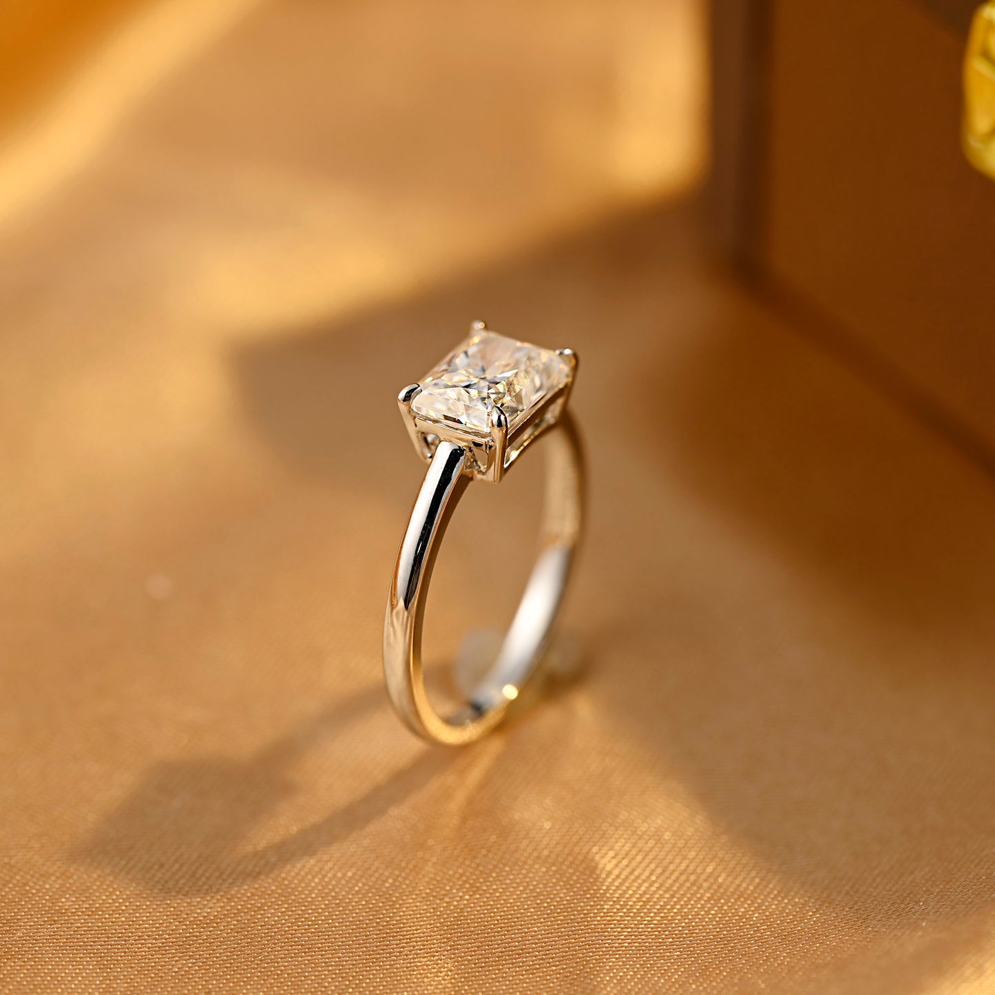 solid-gold-radiant-cut-moissanite-engagement-ring-east-west-ring-weddig-ring