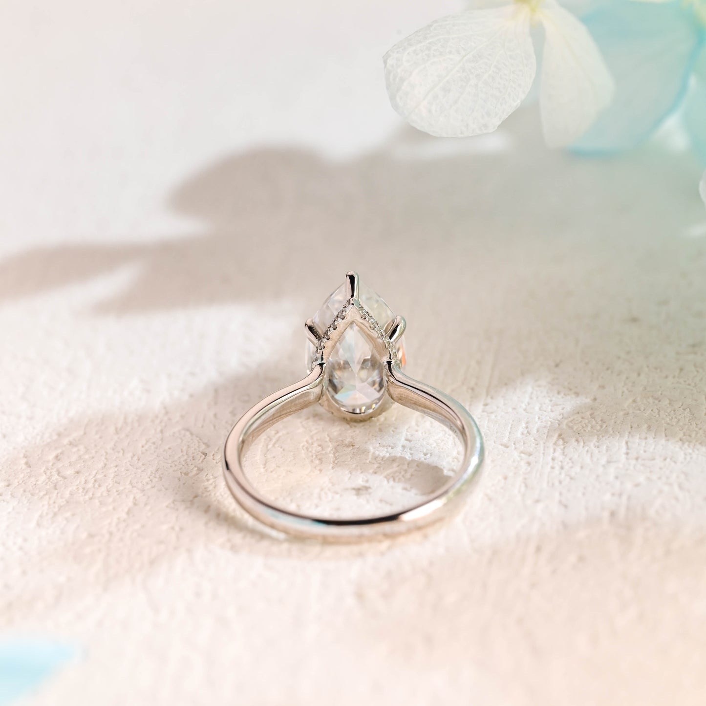 Pear-cut-moissanite-engagement-ring-solid-gold-ring-promise-ring-gift