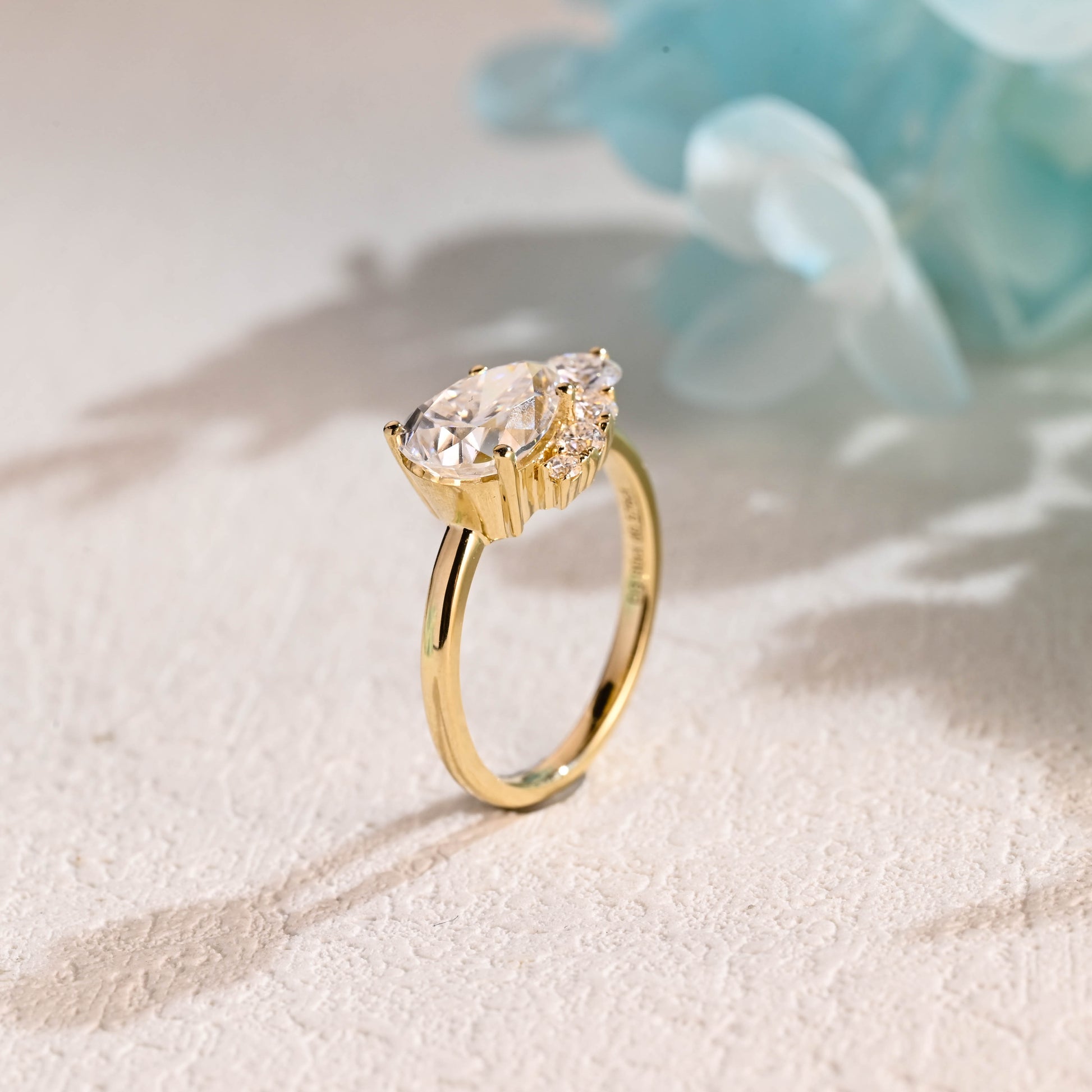 Pear-cut-moissanite-engagement-ring-solid-gold-ring-promise-ring-gift