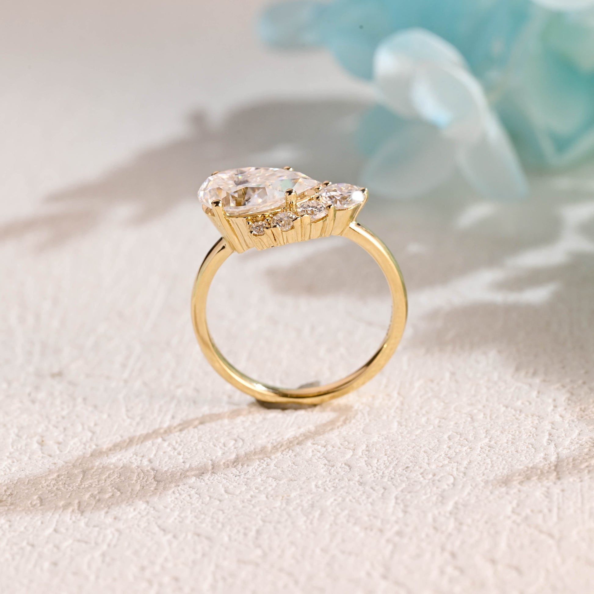 Pear-cut-moissanite-engagement-ring-solid-gold-ring-promise-ring-gift