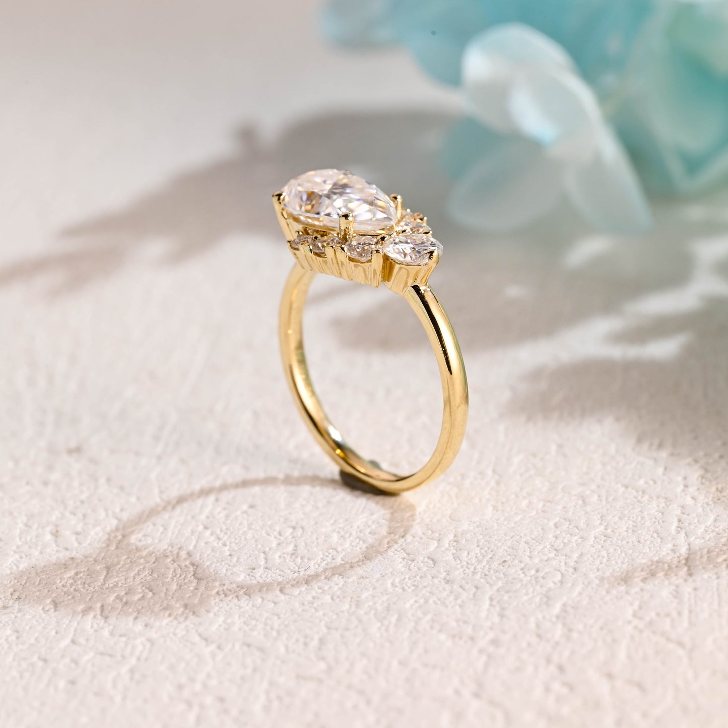 Pear-cut-moissanite-engagement-ring-solid-gold-ring-promise-ring-gift