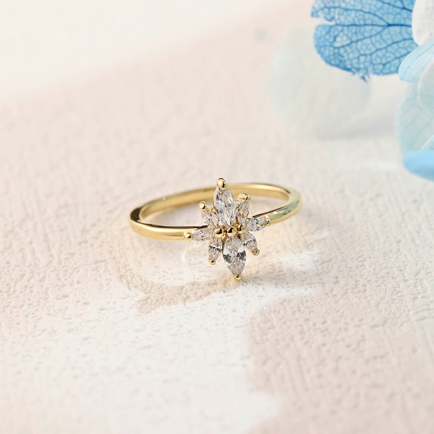 solid-gold-marquise-cut-moissanite-ring-cluster-ring