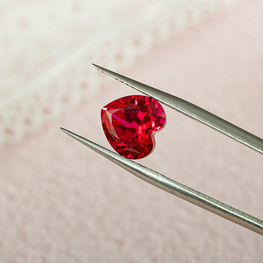 Lab Grown Heart Cut Ruby Loose Stone for Jewelry Making