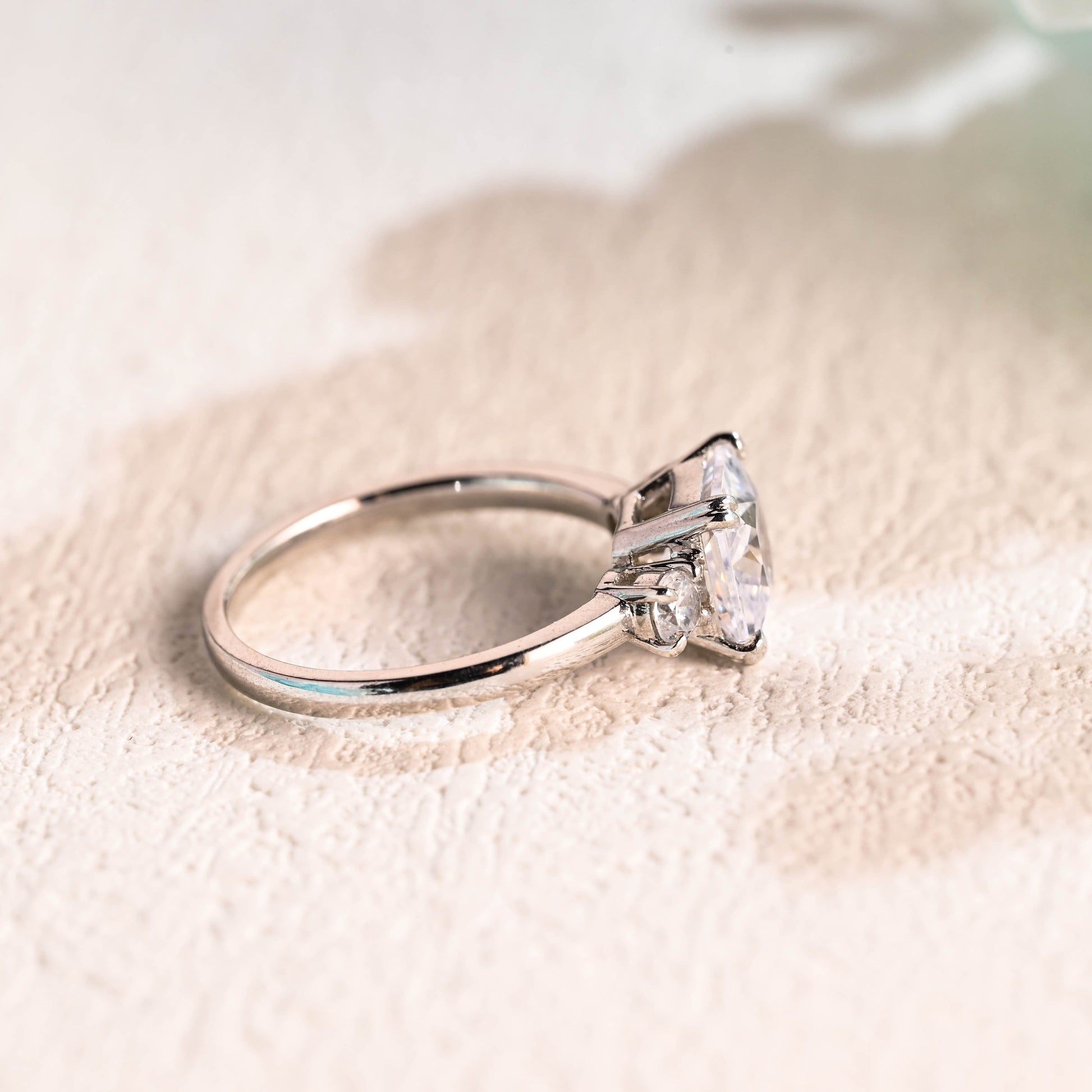 CausYou asscher cut moissanite engagement ring Solid Gold Asscher Cut Moissanite Engagement Ring, Three Stone Promise Ring, Proposal Ring