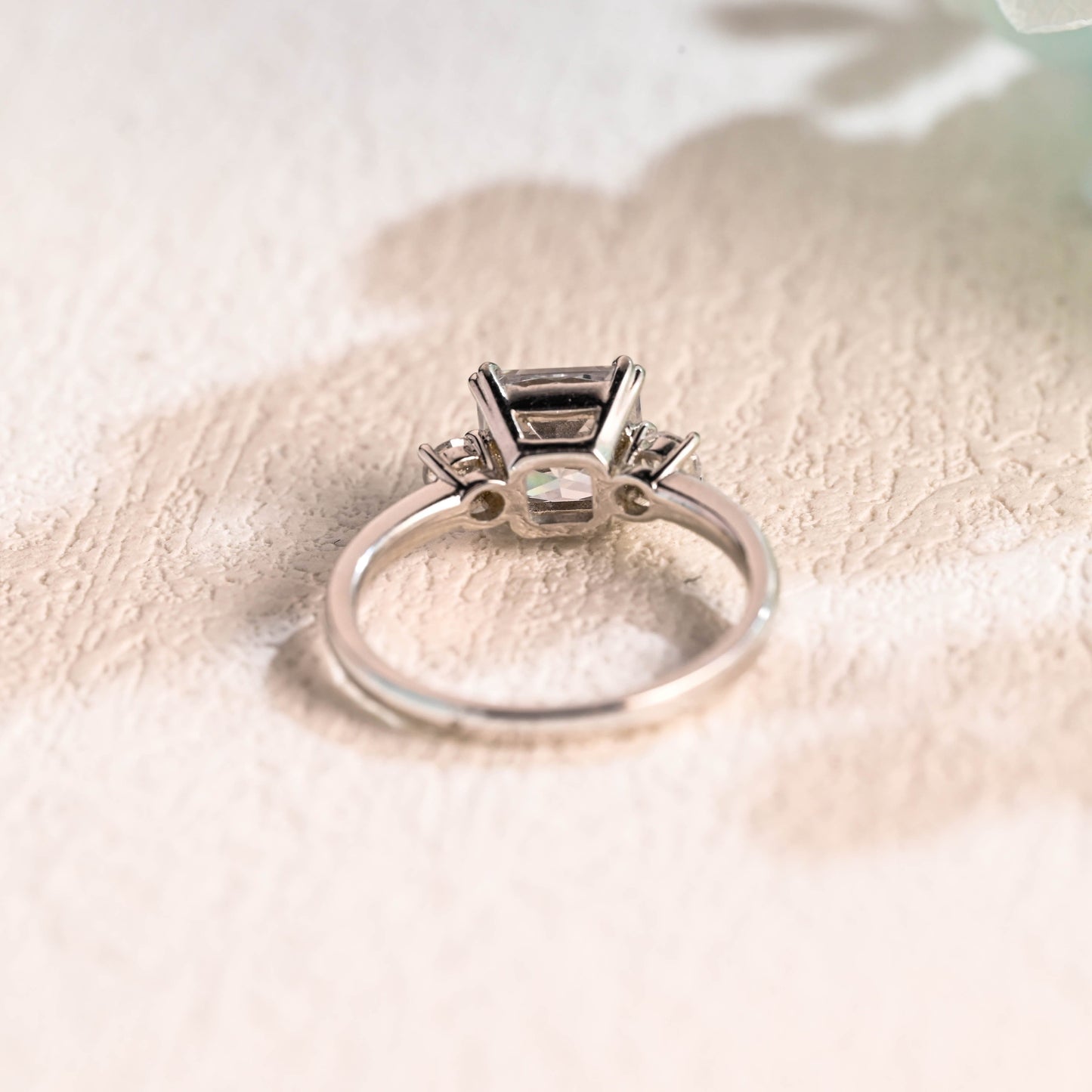 CausYou asscher cut moissanite engagement ring Solid Gold Asscher Cut Moissanite Engagement Ring, Three Stone Promise Ring, Proposal Ring