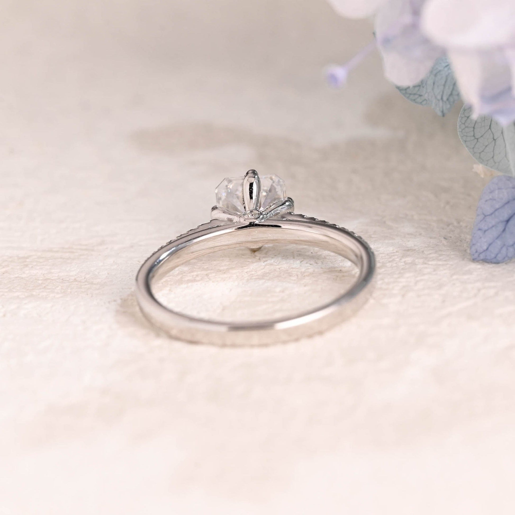 CausYou asscher cut moissanite engagement ring Solid Gold Hidden Halo Asscher Cut Moissanite Engagement Ring