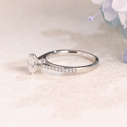 CausYou asscher cut moissanite engagement ring Solid Gold Hidden Halo Asscher Cut Moissanite Engagement Ring