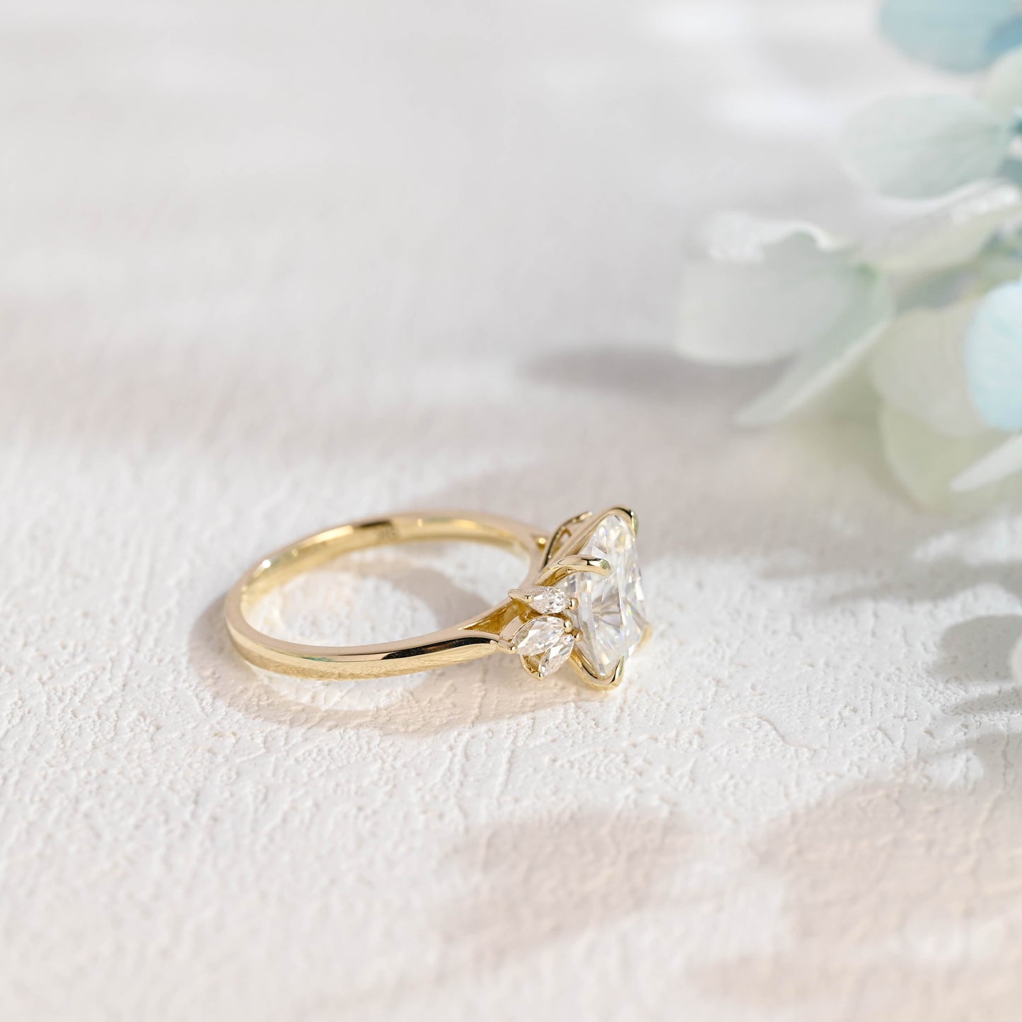 CausYou cushion cut moissanite engagement ring CausYou Solid Gold Elongated Cushion Cut Moissanite Engagement Ring, Cluster Promise Ring, Proposal Ring, Gift for Women Wife