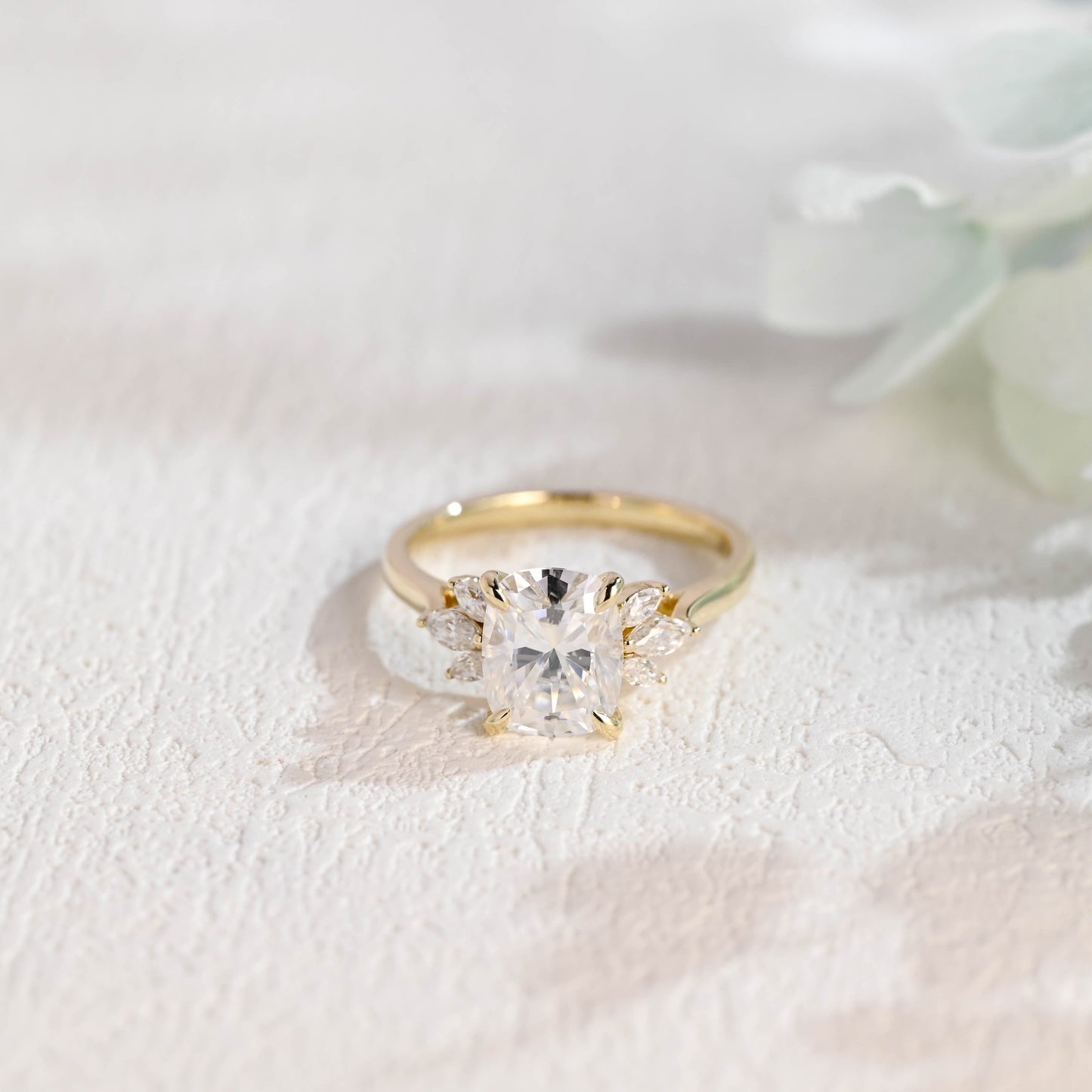 CausYou cushion cut moissanite engagement ring CausYou Solid Gold Elongated Cushion Cut Moissanite Engagement Ring, Cluster Promise Ring, Proposal Ring, Gift for Women Wife