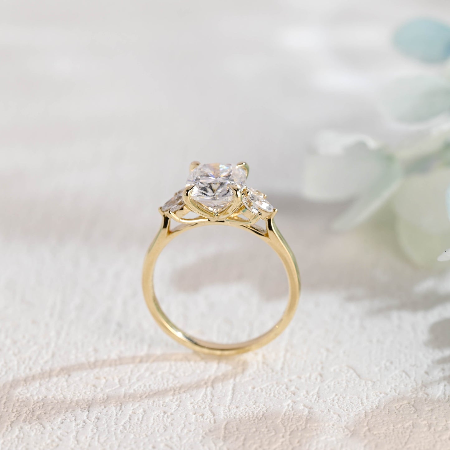 CausYou cushion cut moissanite engagement ring CausYou Solid Gold Elongated Cushion Cut Moissanite Engagement Ring, Cluster Promise Ring, Proposal Ring, Gift for Women Wife