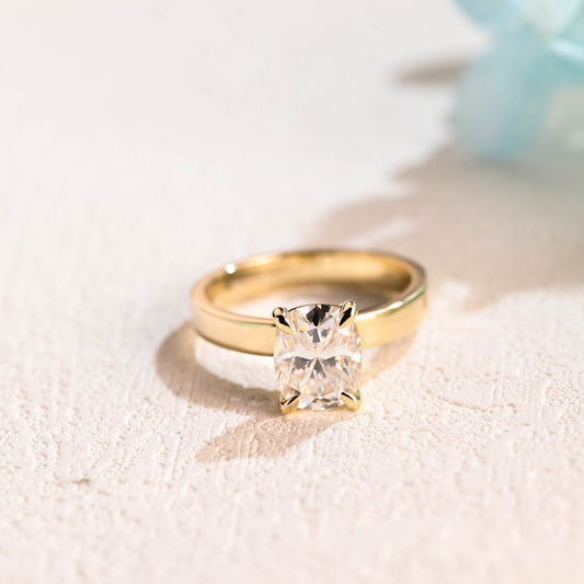 CausYou cushion cut moissanite engagement ring CausYou Solid Gold Elongated Cushion Cut Moissanite Engagement Ring, Promise Ring, Proposal Ring, Gift for Woman, Wife