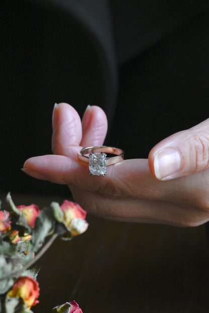 CausYou cushion cut moissanite engagement ring Solid Gold 3mm Two Tone Solitaire Elongated Cushion Cut Moissanite Engagement Ring