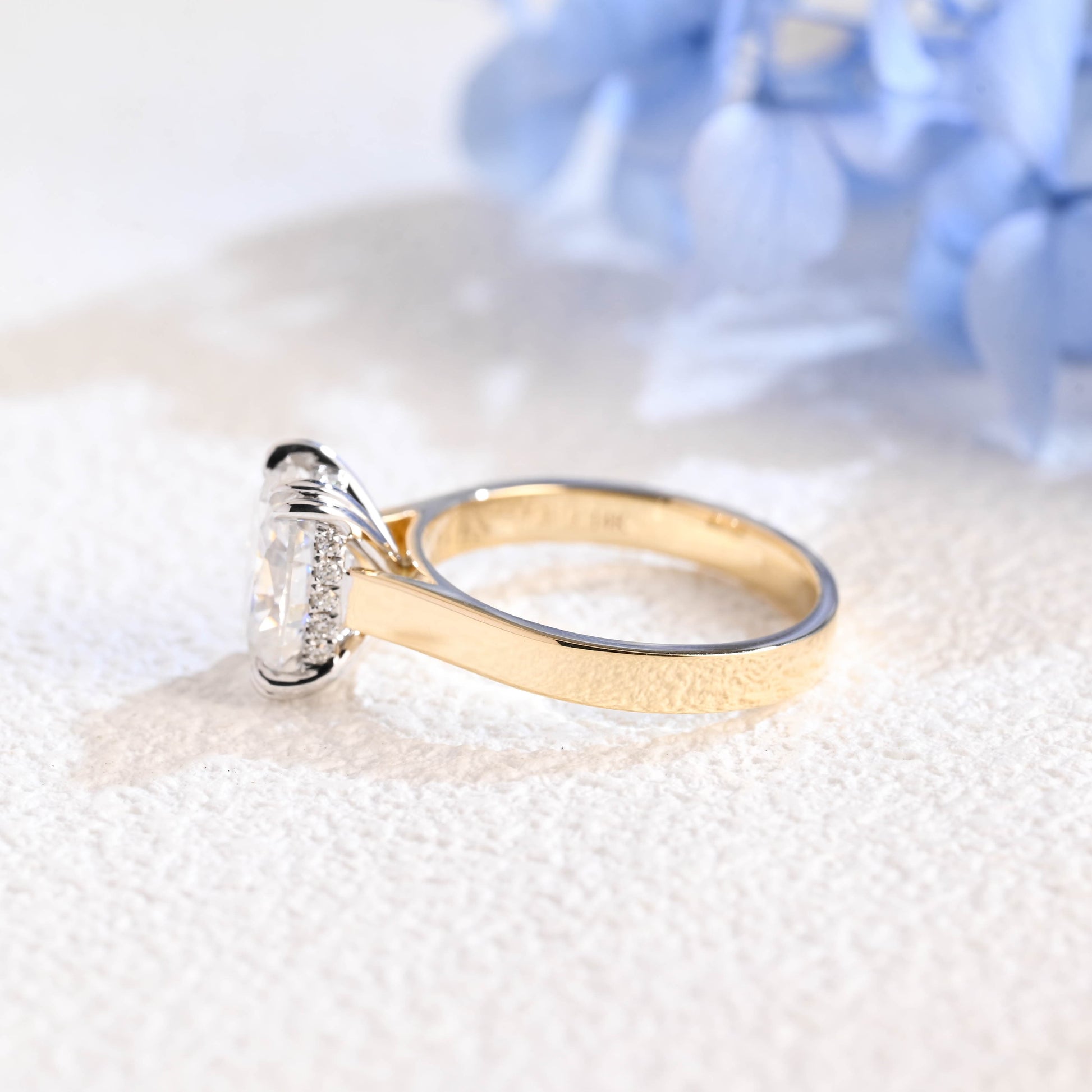 CausYou cushion cut moissanite engagement ring Solid Gold 3mm Two Tone Solitaire Elongated Cushion Cut Moissanite Engagement Ring
