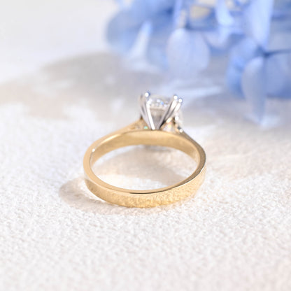 CausYou cushion cut moissanite engagement ring Solid Gold 3mm Two Tone Solitaire Elongated Cushion Cut Moissanite Engagement Ring