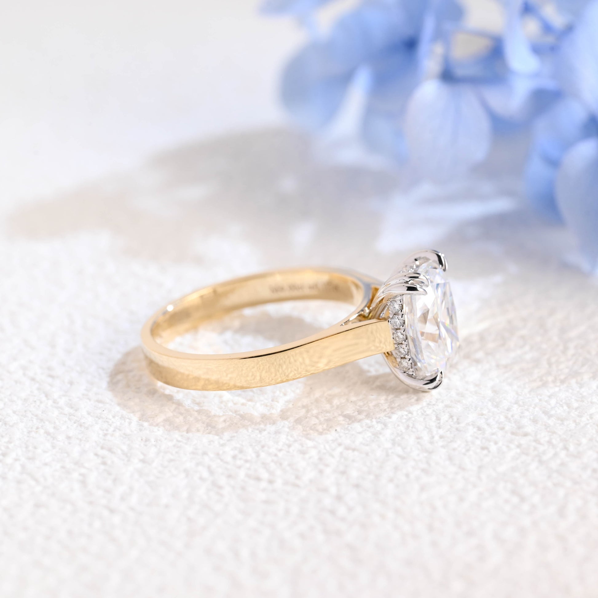 CausYou cushion cut moissanite engagement ring Solid Gold 3mm Two Tone Solitaire Elongated Cushion Cut Moissanite Engagement Ring